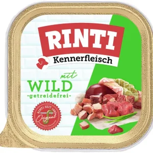 Sparpaket 9 x 300 g Rinti Kennerfleisch mit Wild Hunde Nassfutter Beliebt